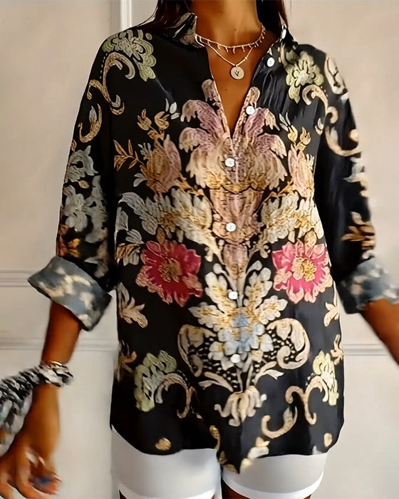 Shirt Met Kraag Gedrukt Knoopsluiting