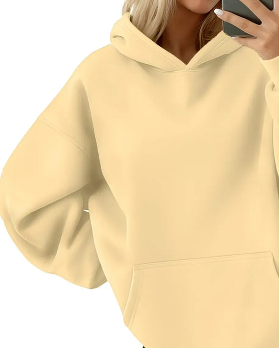 Hoodie Met Capuchon Zak Effen Los