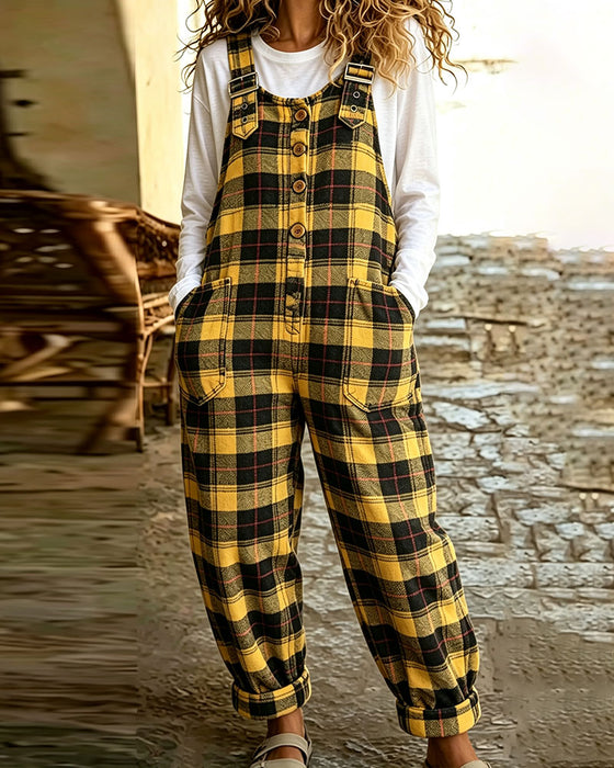 Jumpsuit Geruit Knoop Zak