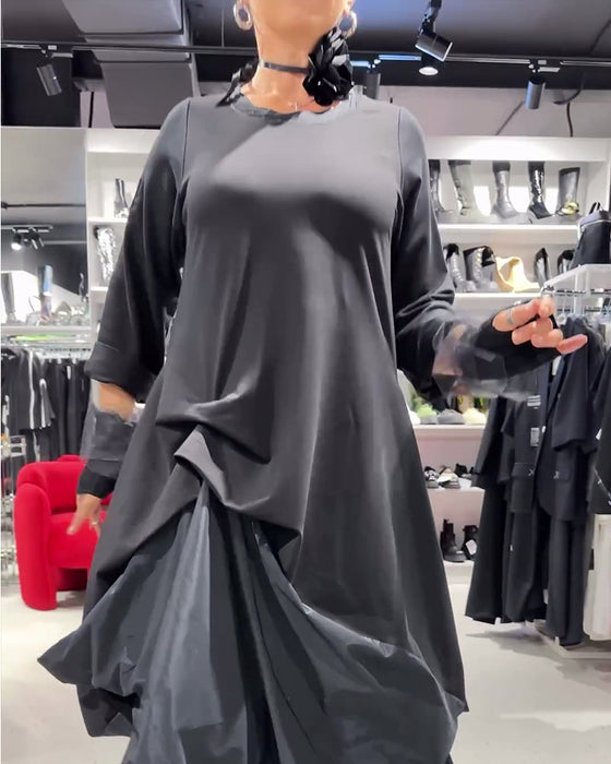 Jurk effen kleur modieus patchwork