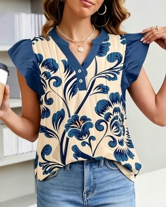 Blouse Bloemenprint Kleine Fladdermouw