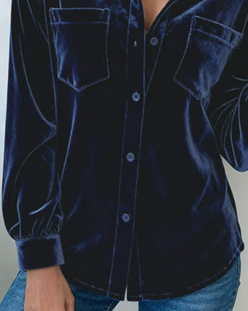 Langmouwig Overhemd Met Zakdesign En Kraag