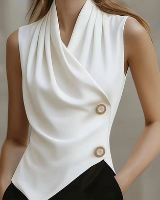 Blouse Effen Kruis Mouwloos