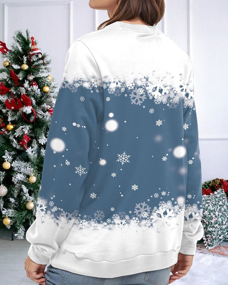 Hoodie Met Droomachtige Stijl, Sneeuwvlokkenpatroon En Casual Sfeer