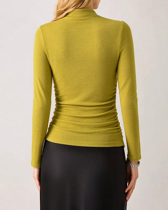 Top Halve Turtleneck Zijde Gerimpeld Basis