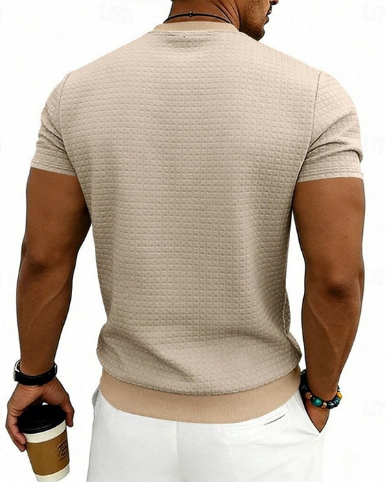 T-Shirt Geribbeld Rondhals Korte Mouw