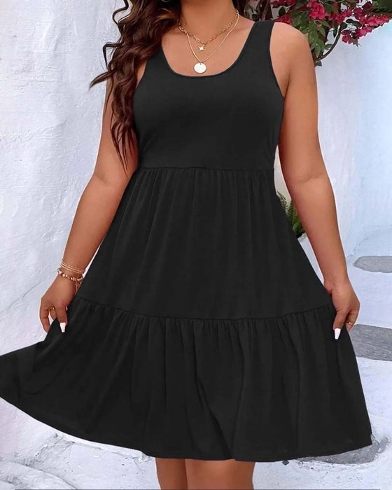 Jurk Dubbele Laag Gelaagd Ruffle Tank