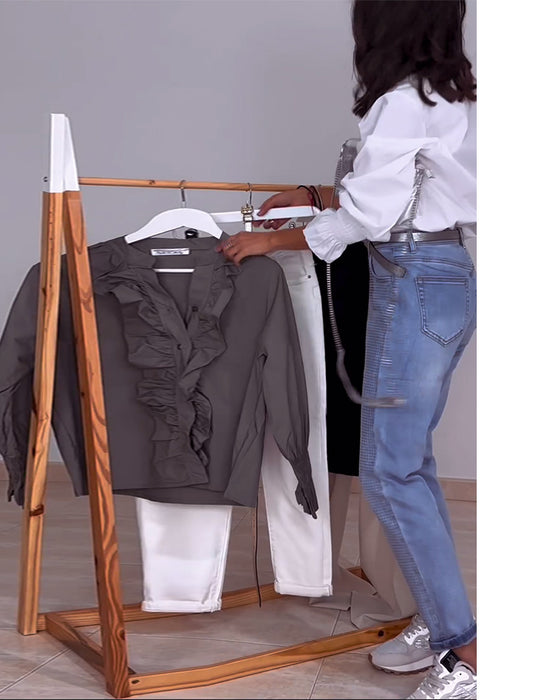 Effen blouses met opstaande kraag en ruches