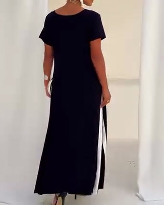 Jurk Temperament V-Hals Contrastkleur