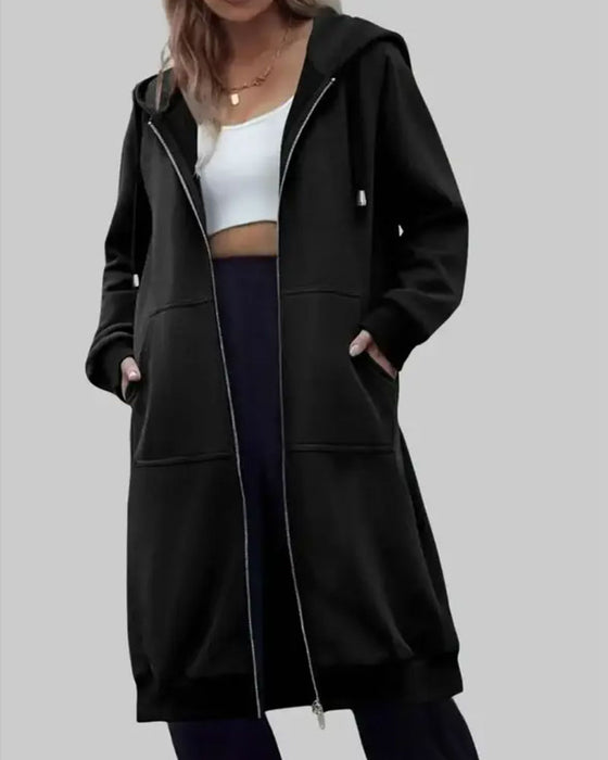 Jas Lang Met Capuchon Rits Sweatshirt