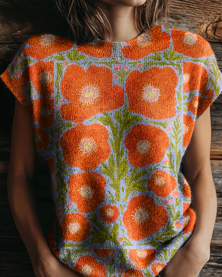 Pullover Geprint Ronde Hals Korte Mouw