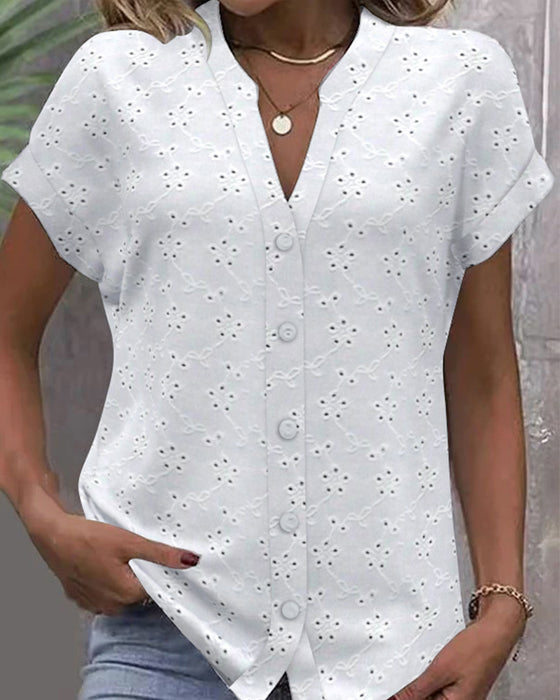 Overhemd Opstaande Kraag Kant Holle Knoop