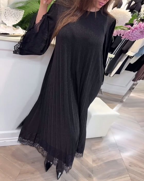 Jurk Ronde Hals Losse Kanten Patchwork