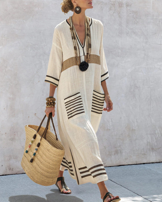 Vakantie-Contrast Losse Jurk