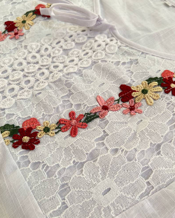 Effen kleur kanten kanten holle blouse