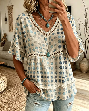 Blouse Franje V-Hals Stipje Babydoll