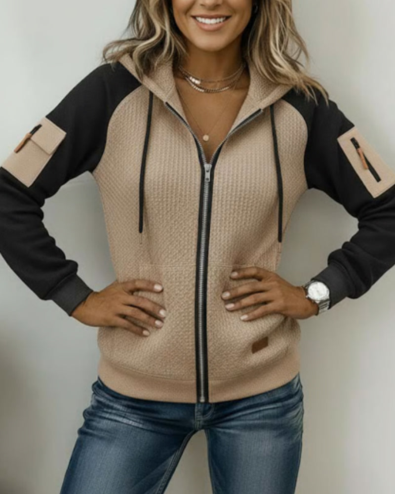 Ritscardigan Met Kleurblokken, Modieuze Jas