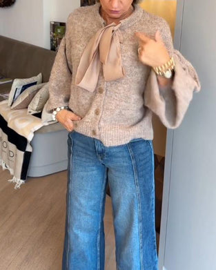 Cardigan Jas Met Elegante Stijl, Lantaarnmouw Ontwerp