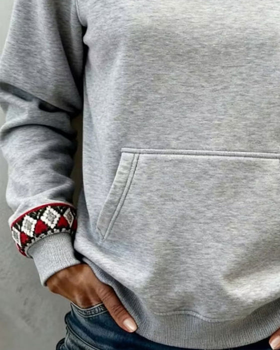 Sweatshirt Ronde Hals Argyle Kleurblok Zak