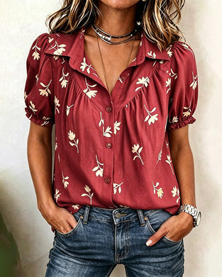 Blouse Ballon Mouw Casual Gerimpeld