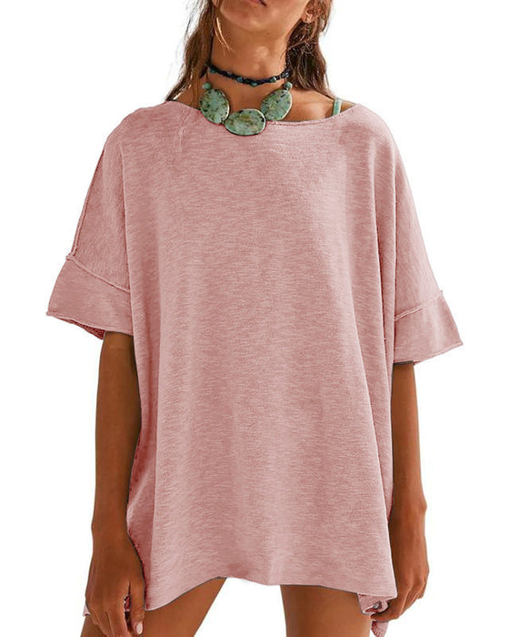 T-Shirt Effen Patchwork Halve Mouw