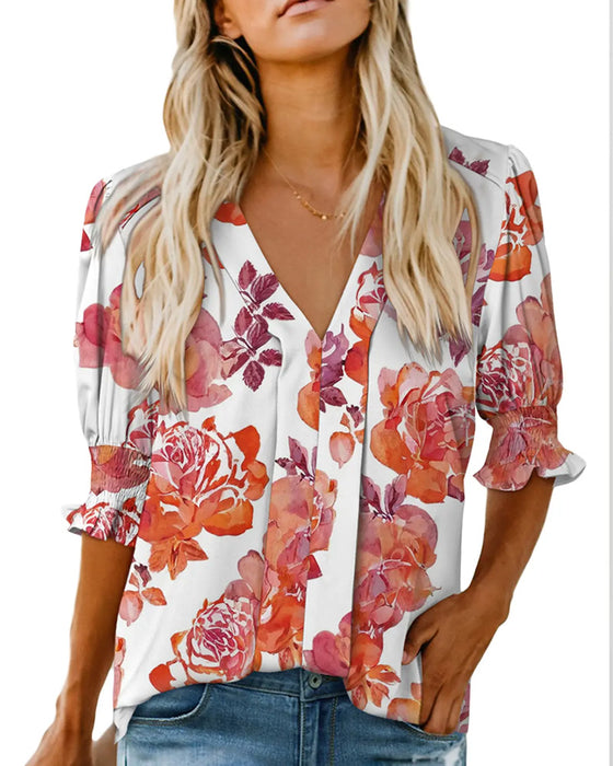 Blouse Elegant Kleine Bloemenprint