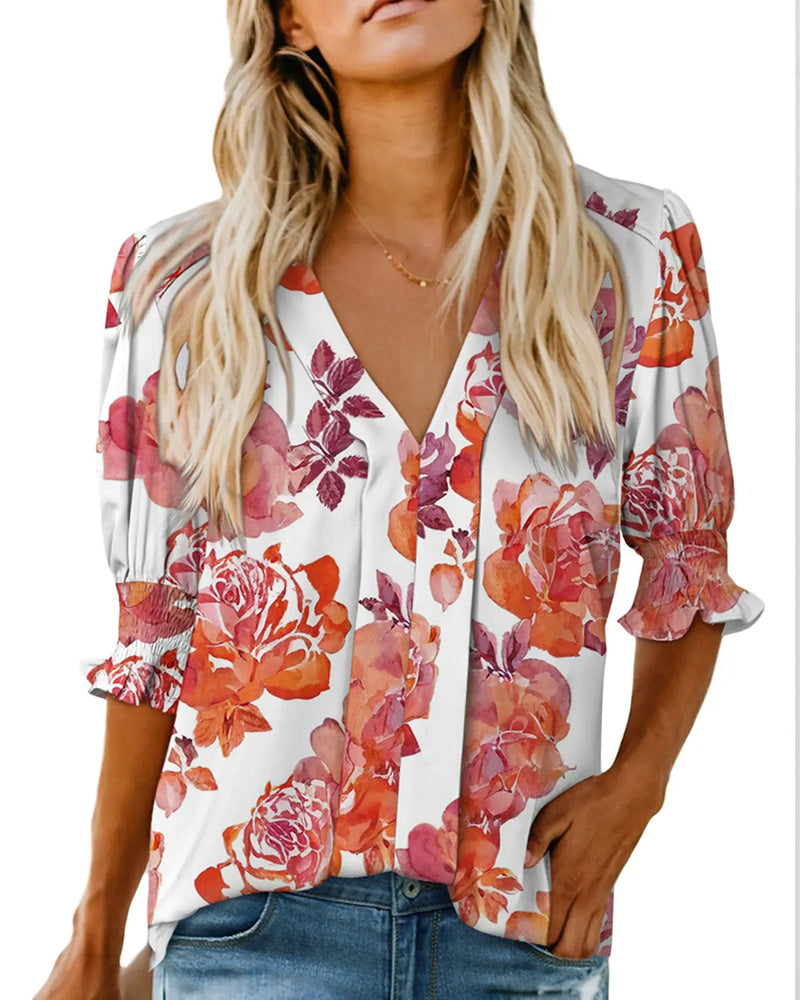 Blouse Elegant Kleine Bloemenprint
