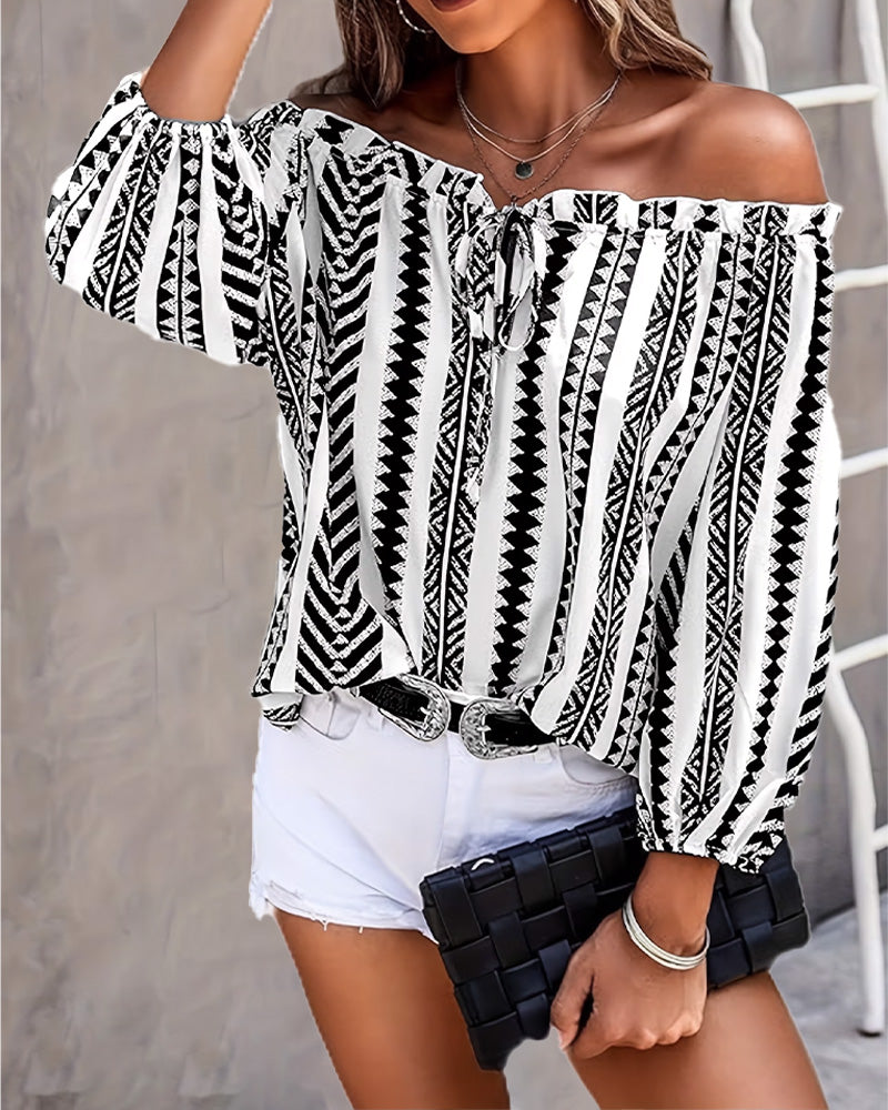 Blouse Elegant Verfijnd Geometrisch Off Schouder
