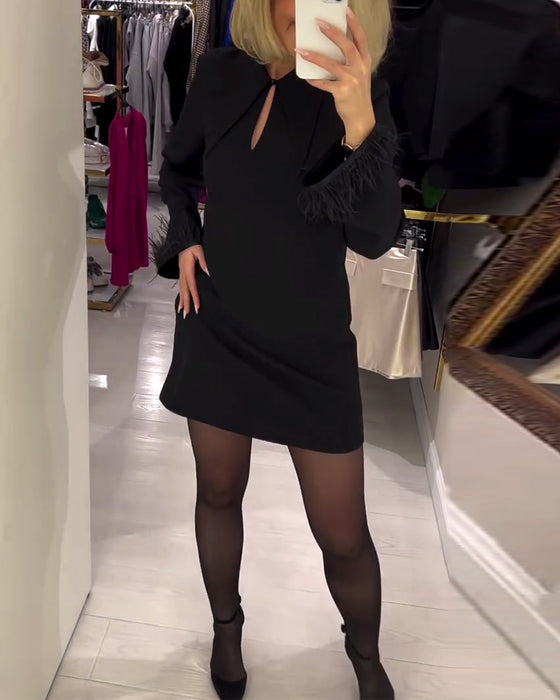 Effen Kleur Rechte Jurk Met Lange Mouwen