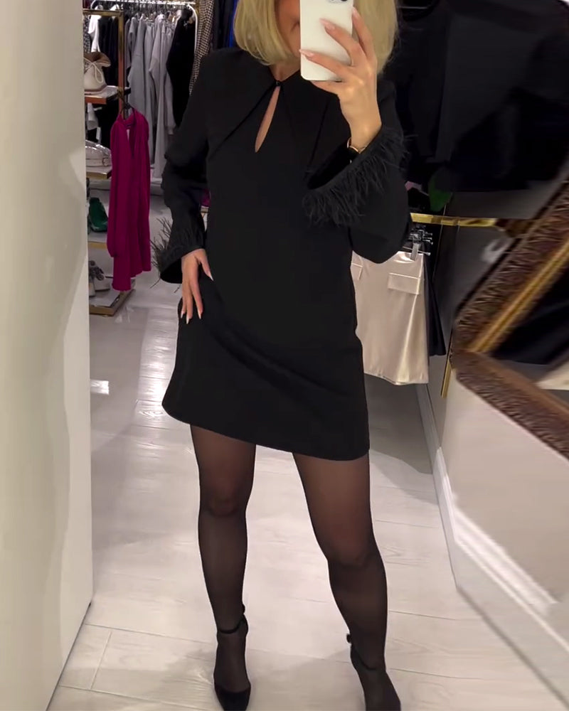 Effen Kleur Rechte Jurk Met Lange Mouwen