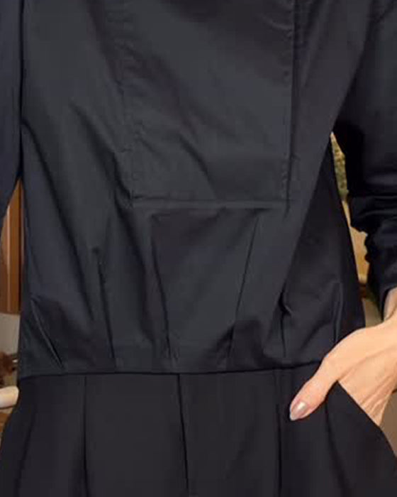 Blouse Asymmetrische Opstaande Kraag Diagonale Knoop