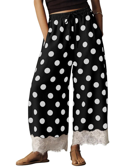 Broek Grote Stip Kant Capri