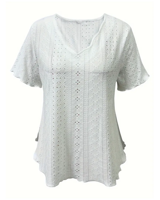 T-Shirt Met V-Hals En Hol Frans Ontwerp