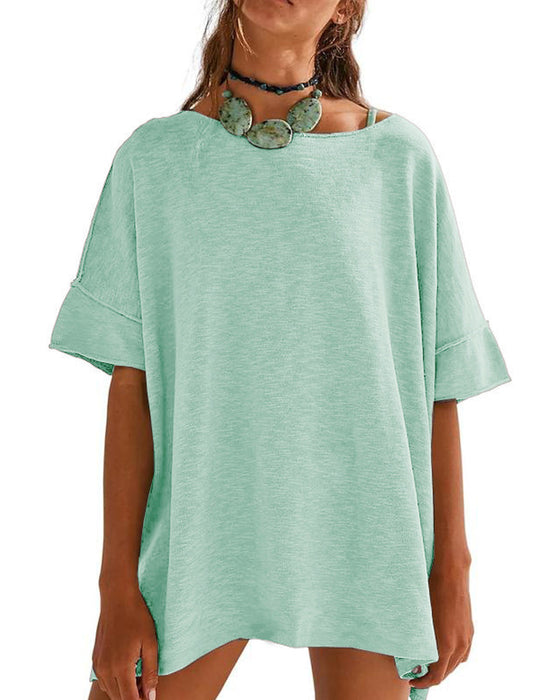 T-Shirt Effen Patchwork Halve Mouw