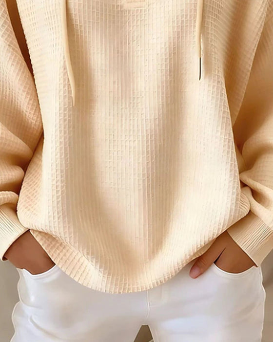 Sweatshirt Casual Effen Kleur Trekkoord