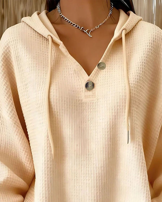 Sweatshirt Casual Effen Kleur Trekkoord