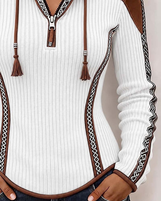 Top Capuchon Rits Casual