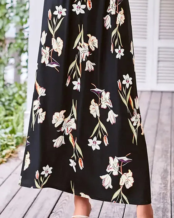 Jurk Bloemen Strapless Taille A-Lijn