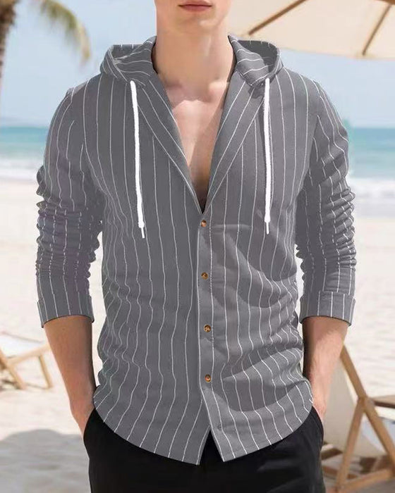 Overhemd Heren Gestreept Hoodie