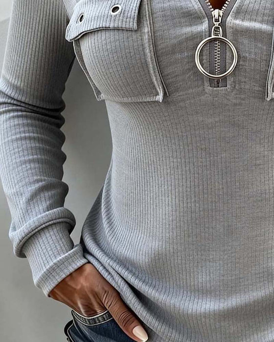 Blouse Rits Met Capuchon Getailleerd