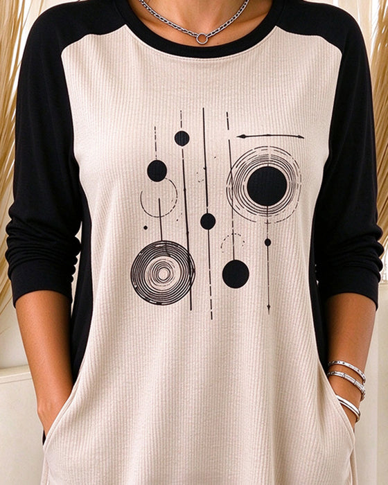 Top Kleurblok Print Casual