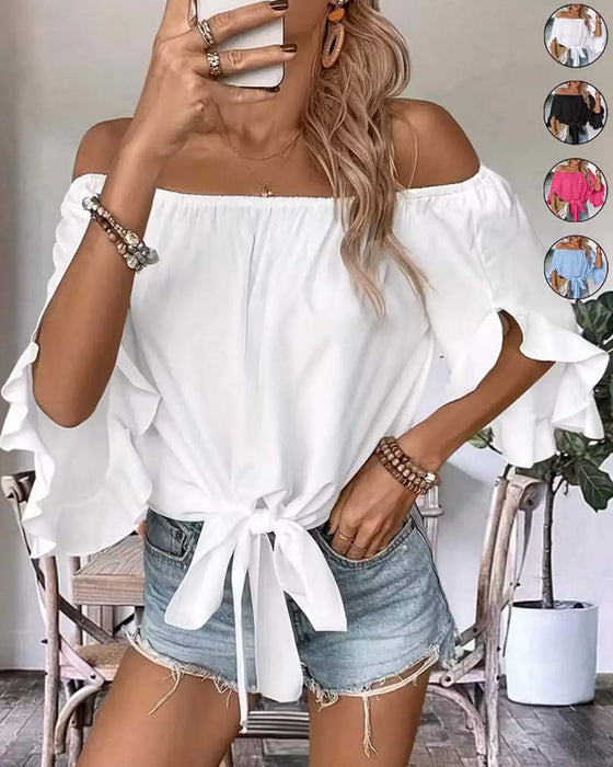 Blouse Bandage Off-Shoulder Gerimpelde Mouw