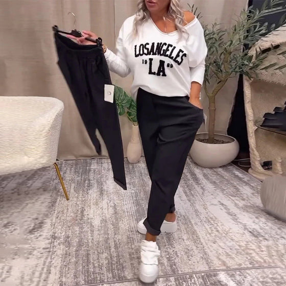 Casual effen broek met zakken