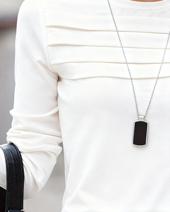 Top Slim Fit Geplooid Lange Mouw