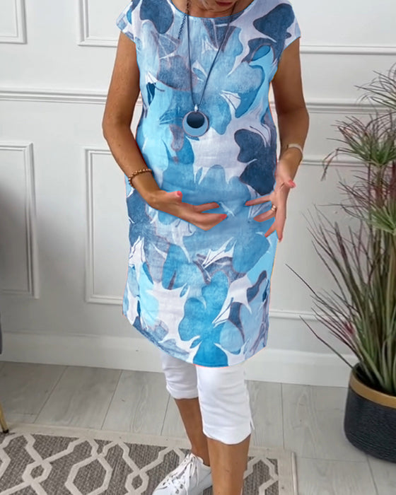 Casual lange top met kleurrijke bloemenprint