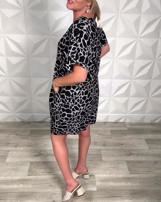 Casual jurk met ronde hals en print