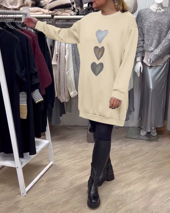 Jurk Shift Hart Patroon Casual