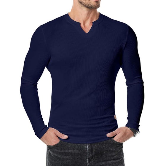 Shirt Heren Slim Fit V-hals Longline Muscle