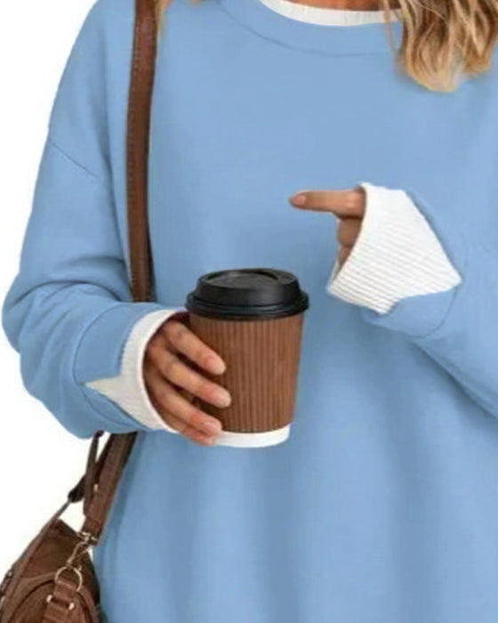 Sweatshirt Nep Gelaagd Los Lange Mouw