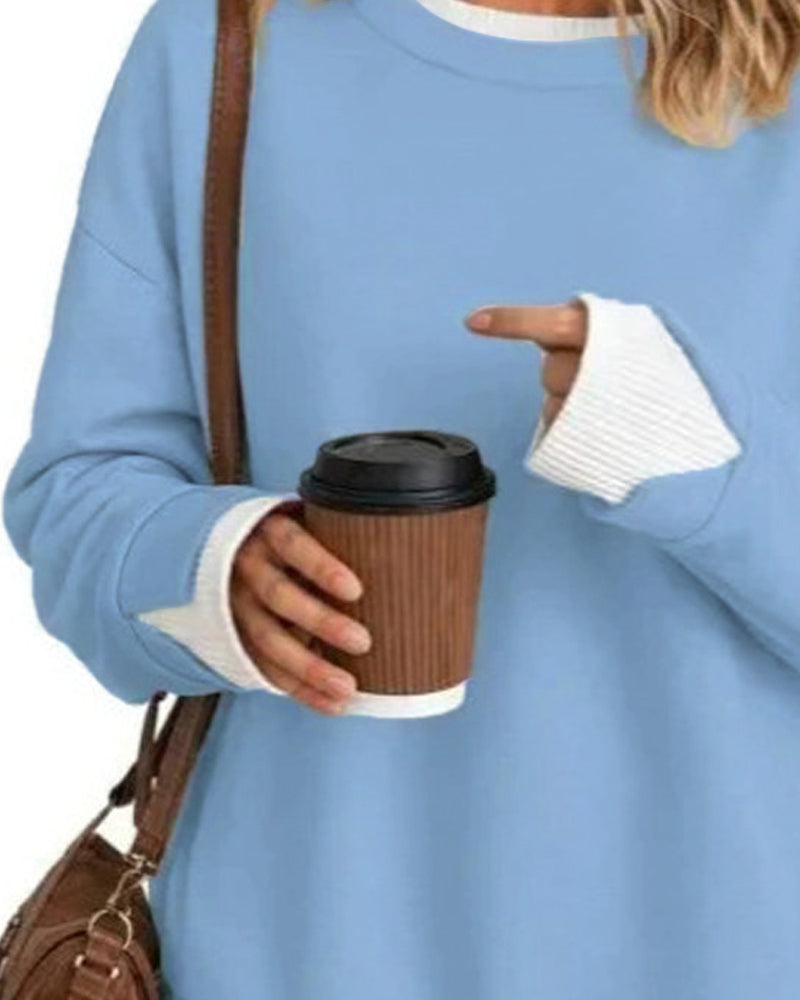 Sweatshirt Nep Gelaagd Los Lange Mouw